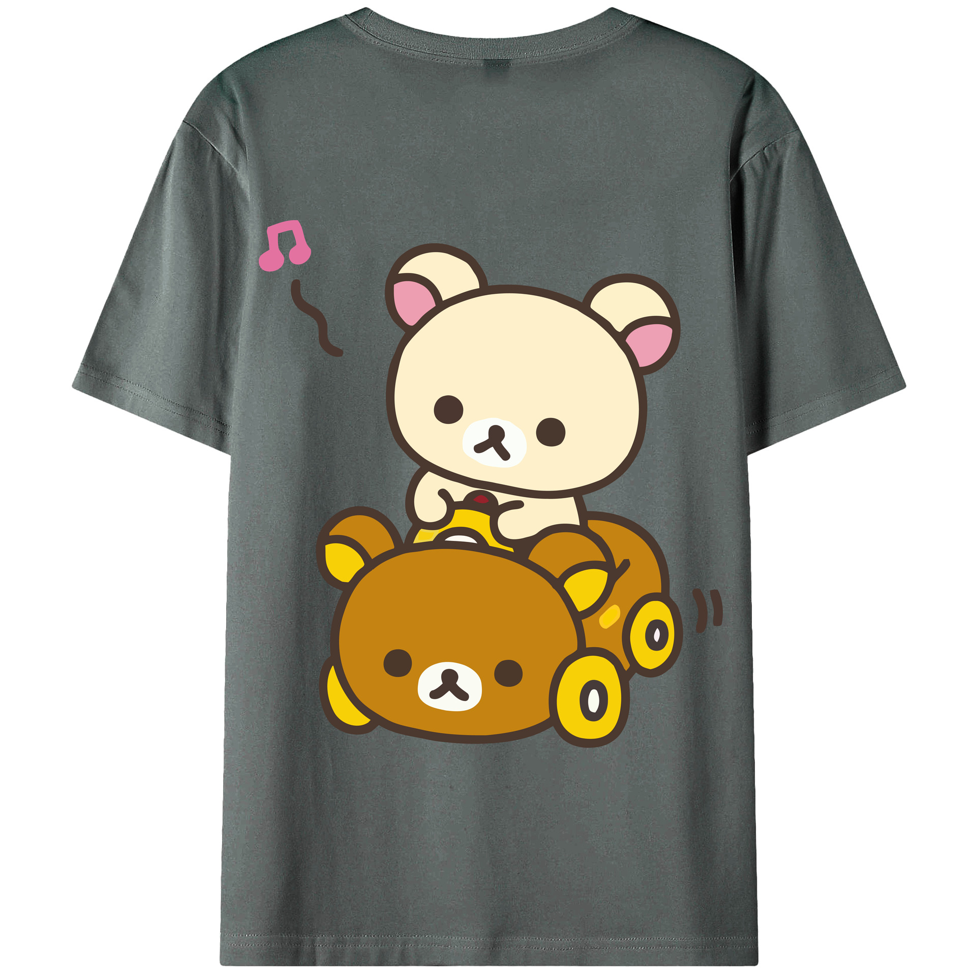 （画像用） リラックマ リラックマ キイロイトリ Rilakkuma Korilakkuma Kiiroitori 綿100％半袖Tシャツ（背面プリント）